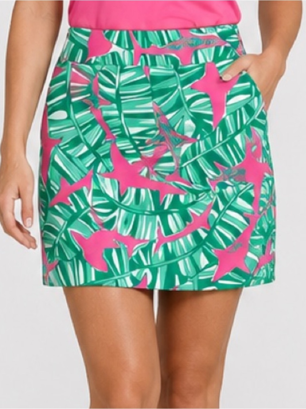 Loudmouth 16" Mid Rise Banana Beach Golf Skirt Skort Green Pink Size 6